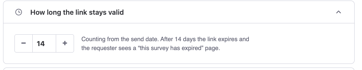 Setting how many days a survey link stays valid